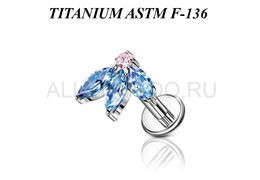 Лабрет из титана Ti Metal амараллис