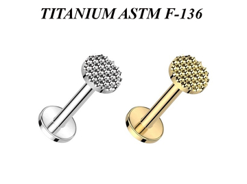 Лабрет из титана рельефный диск