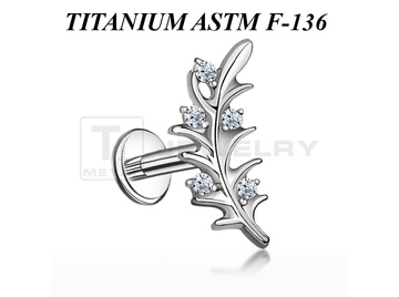 Лабрет из титана Ti Metal остролист