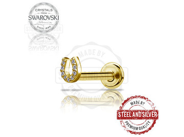 Лабрет Steel and Silver подкова с кристаллами