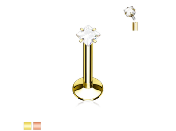 Лабрет со стразом ромб