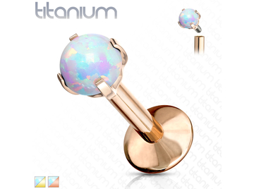 Лабрет из титана с золотым покрытием и опалом