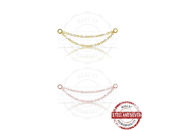 Двойная цепочка для пирсинга Steel and Silver со вставками