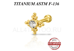 Микроштанга из титана Steel and Silver с кластером Swarovski