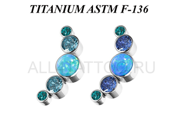 Кластер из титана Ti Metal лазурь
