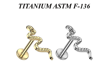 Лабрет из титана змея