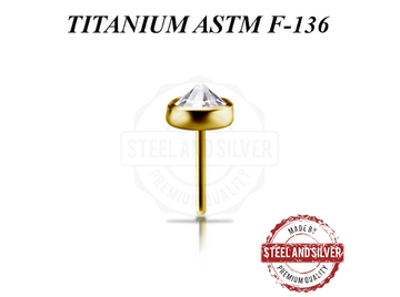 Вставка из титана Steel and Silver с золотым покрытием и кристаллом Premium Zirconia